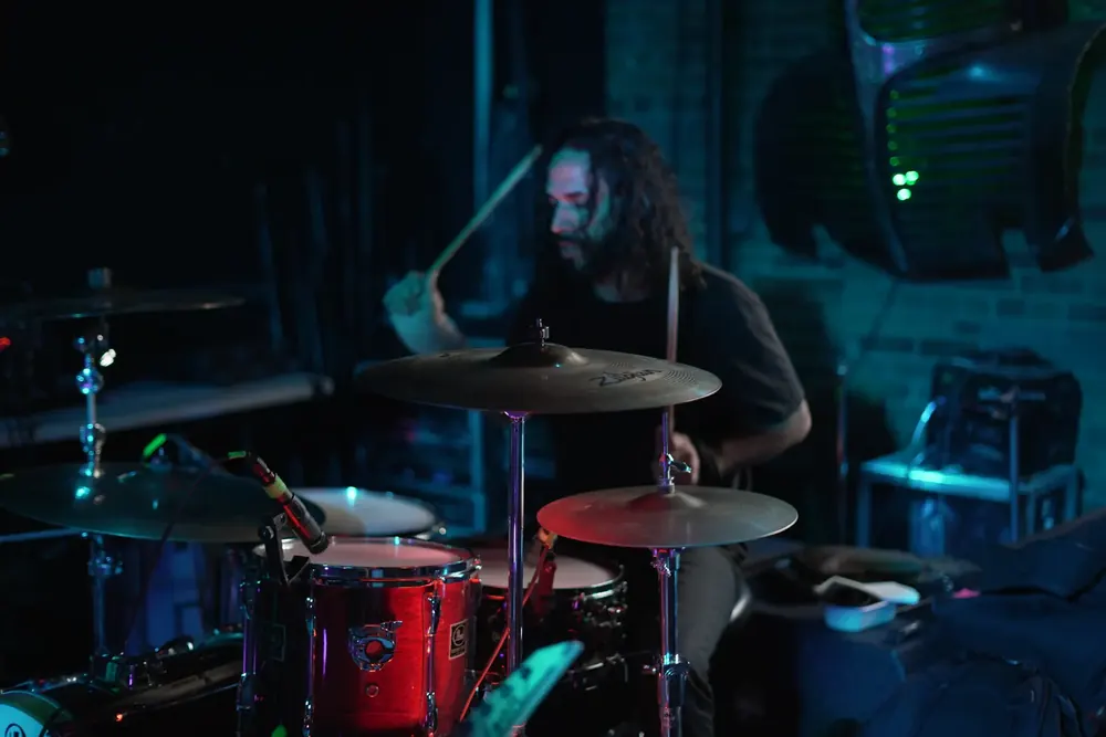 Drummer mid-song